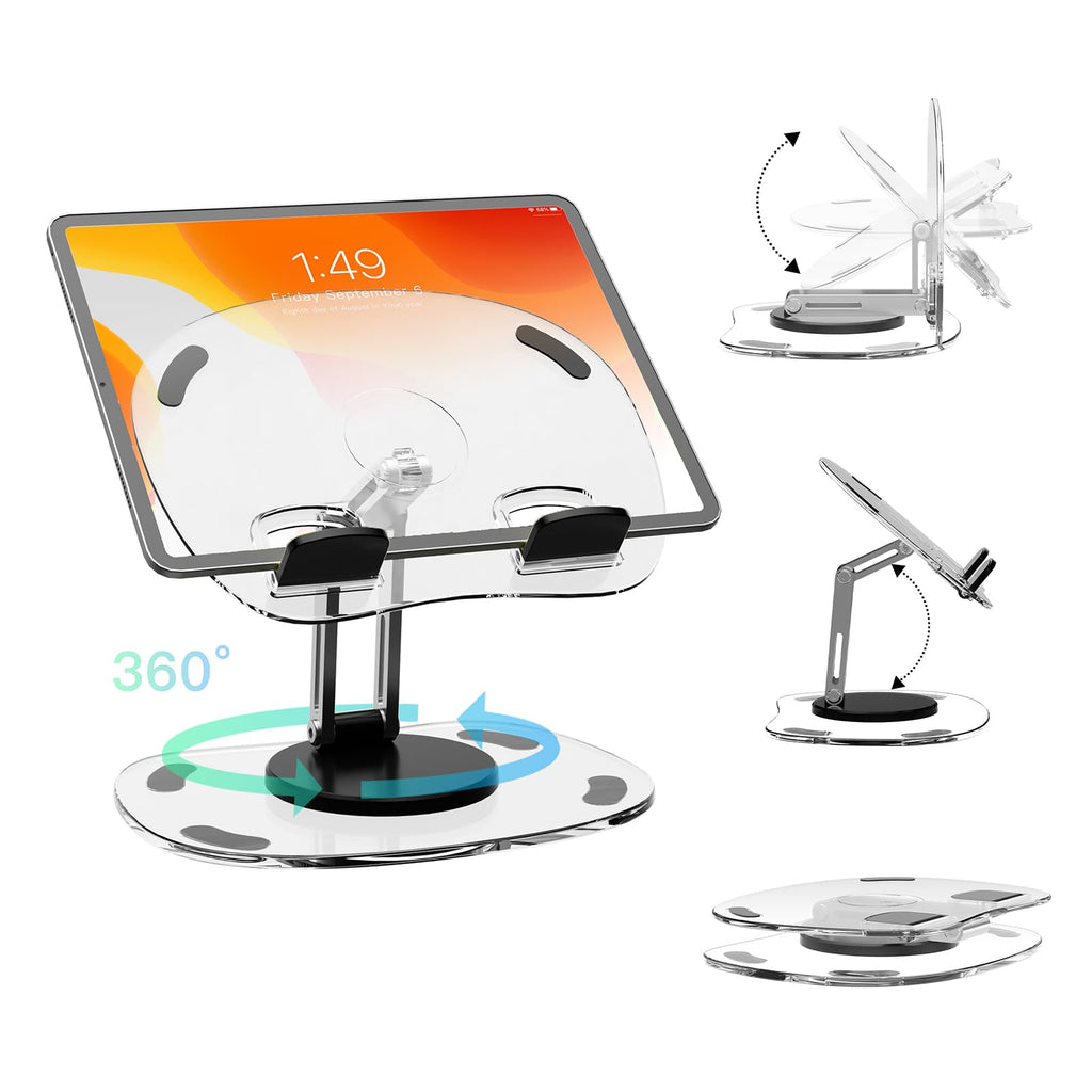 360° Rotating Tablet & Phone Stand — Foldable Aluminum