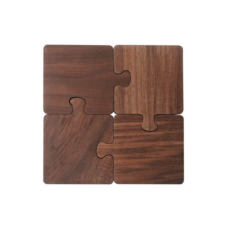 Walnut coaster set detail view