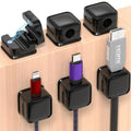 Magnetic Cable Clips — 6-Pack Desk Cable Organizer, Black